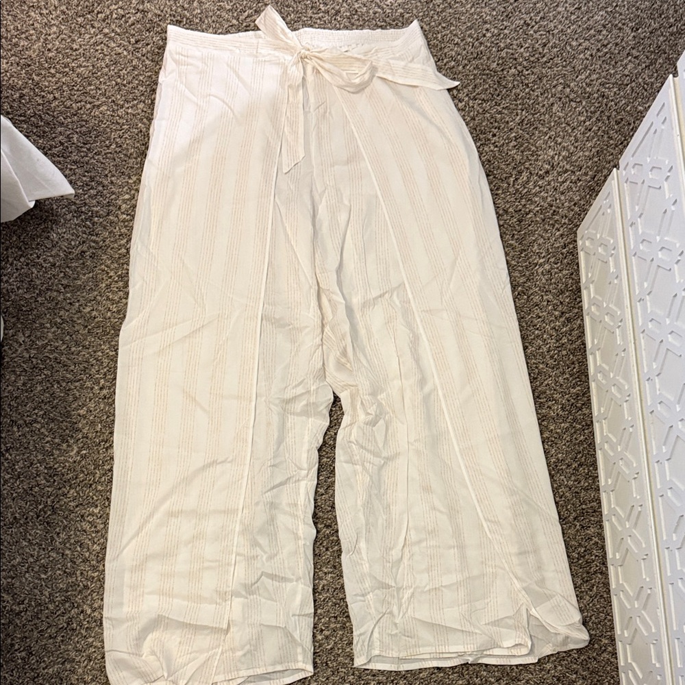 Summersalt Striped Cream Wide-Leg Pants